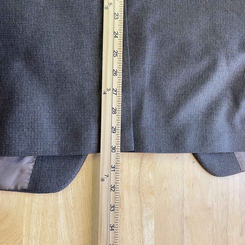 Lauren Ralph Lauren 46R Brown Micro‎ Check Blazer Viscose Sport Coat Suit Jacket